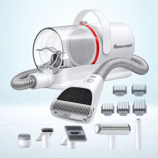 HomeRunPet Ultra Quiet Pet Vacuum HC15 6 Tool Grooming Kit Anti Shedding White