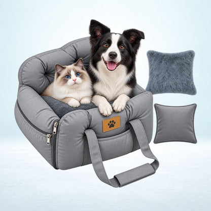 Large Pet Car Seat Dog Travel Bed Washable Semi-Closed Cotton Handle Safety Belt