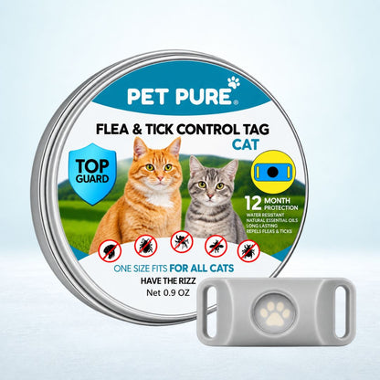 Pet Pure Flea & Tick Protection Tag for Cats | Natural 12-Month Protection