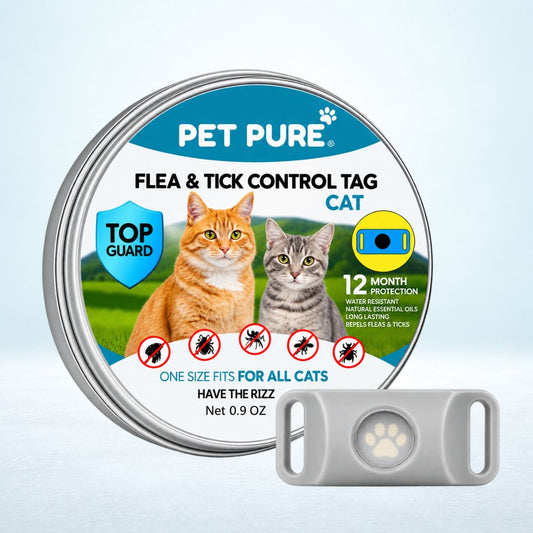 Pet Pure Flea & Tick Protection Tag for Cats | Natural 12-Month Protection