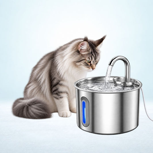 2.2L Cat Water Fountain for Drinking 304 Stainless Steel Cat Fountain Faucet