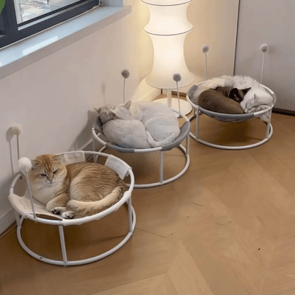 Cat Bed, All Seasons Universal Moisture-Proof Cat Hammock, Round Mesh Soft Breathable Mesh Fabric Pet Cat Trampoline(Mesh style Beige)