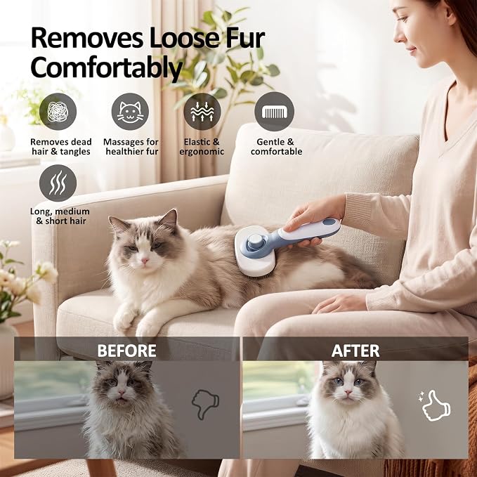 Oderra Cat and Dog Brush With Flea Comb