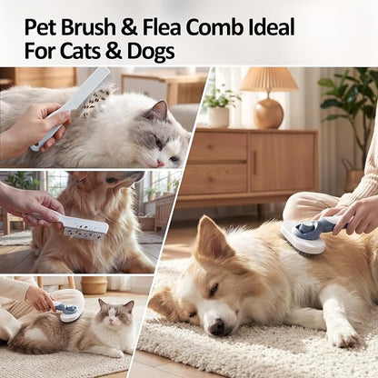 Oderra Cat and Dog Brush With Flea Comb