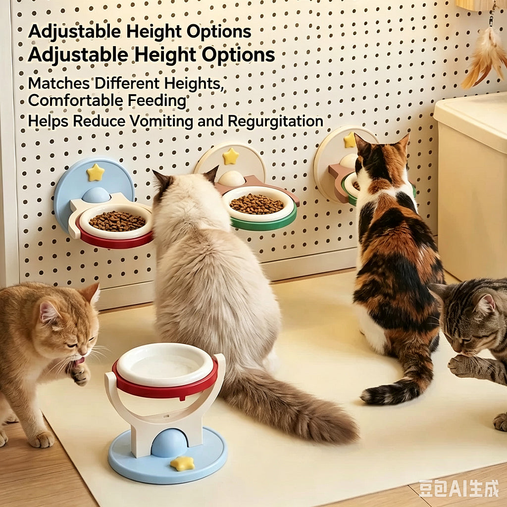 2-in-1 Wall Mounted & Elevated Cat Bowl