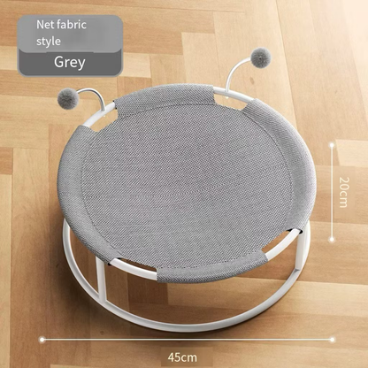 Cat Bed, All Seasons Universal Moisture-Proof Cat Hammock, Round Mesh Soft Breathable Mesh Fabric Pet Cat Trampoline(Mesh style Beige)