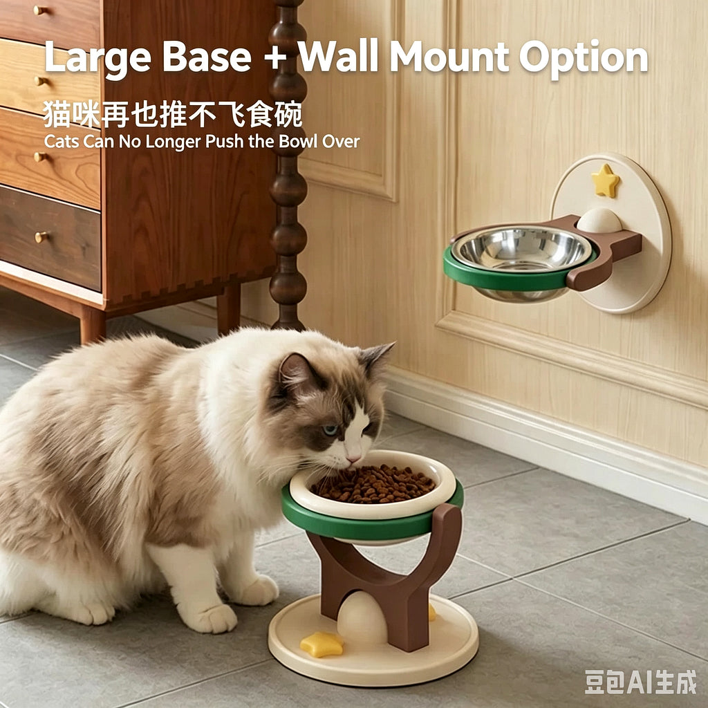 2-in-1 Wall Mounted & Elevated Cat Bowl