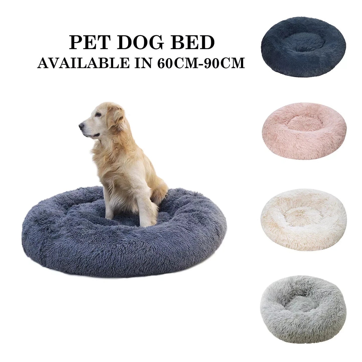 Comfy Calming Donut Extra Large Dog Cat Beds Warm Bed Pet Round Plush Washable