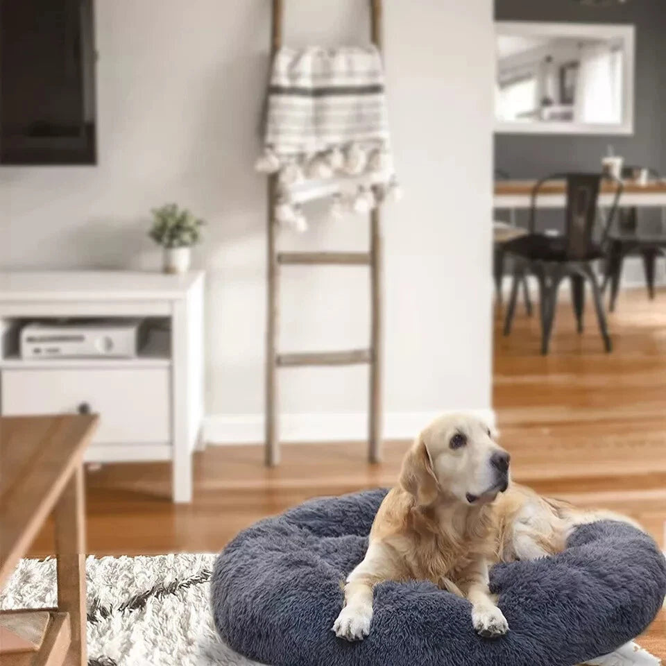 Comfy Calming Donut Extra Large Dog Cat Beds Warm Bed Pet Round Plush Washable