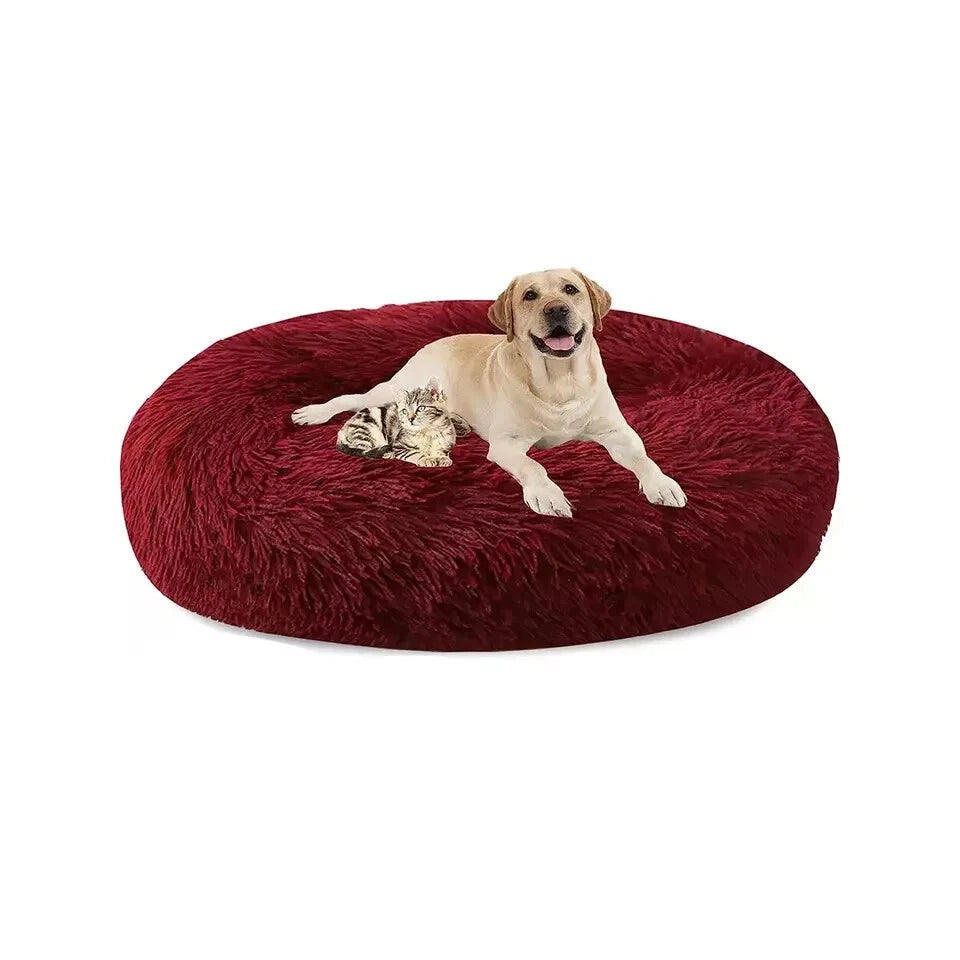 Comfy Calming Donut Extra Large Dog Cat Beds Warm Bed Pet Round Plush Washable