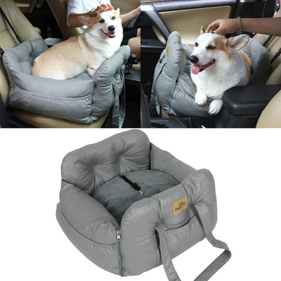 Large Pet Car Seat Dog Travel Bed Washable Semi-Closed Cotton Handle Safety Belt