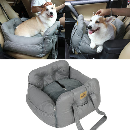 Large Pet Car Seat Dog Travel Bed Washable Semi-Closed Cotton Handle Safety Belt