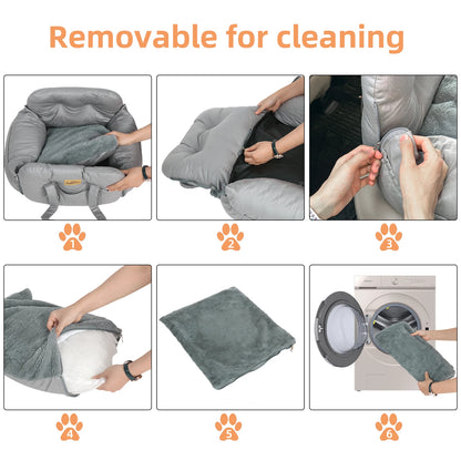 Large Pet Car Seat Dog Travel Bed Washable Semi-Closed Cotton Handle Safety Belt