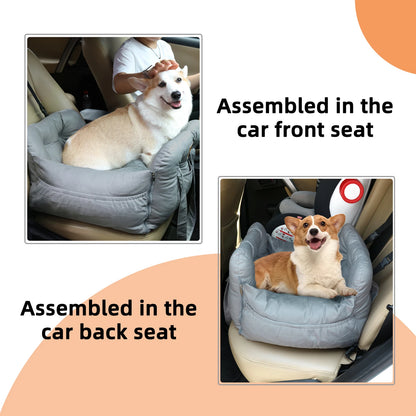 Large Pet Car Seat Dog Travel Bed Washable Semi-Closed Cotton Handle Safety Belt