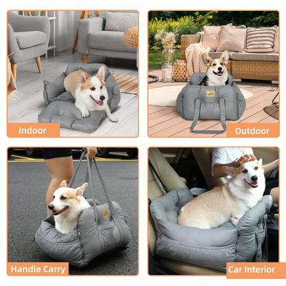 Large Pet Car Seat Dog Travel Bed Washable Semi-Closed Cotton Handle Safety Belt