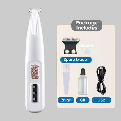 Dogs Cats Paw Hair Trimmer Grooming tool LED Light USB Rechargeable