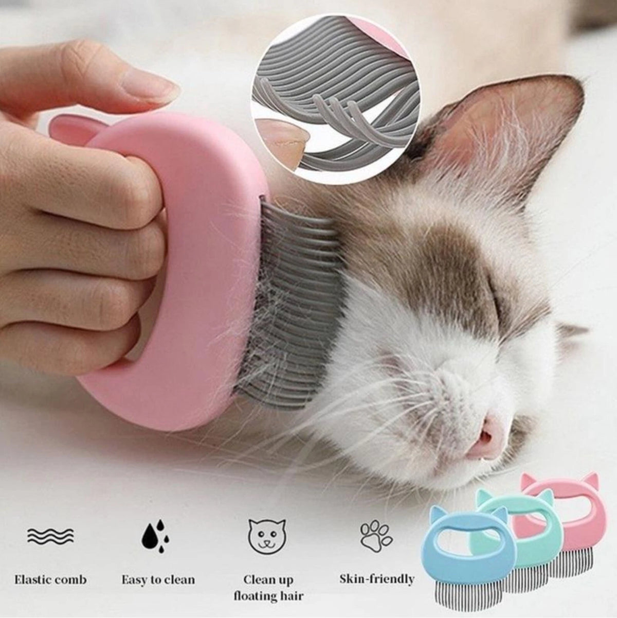Dog Cat Pet Massage Hair Removal Comb Grooming Half-curved Handle Brush To  Clean