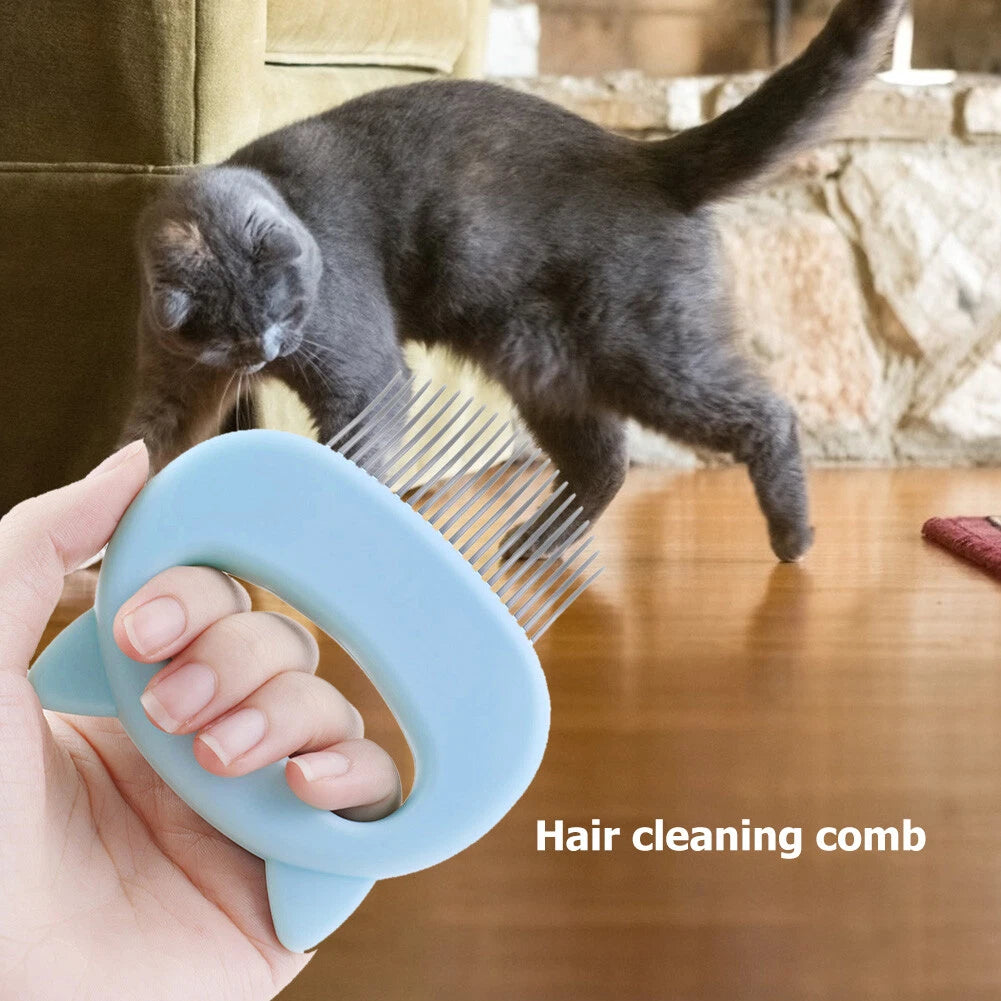 Dog Cat Pet Massage Hair Removal Comb Grooming Half-curved Handle Brush To  Clean