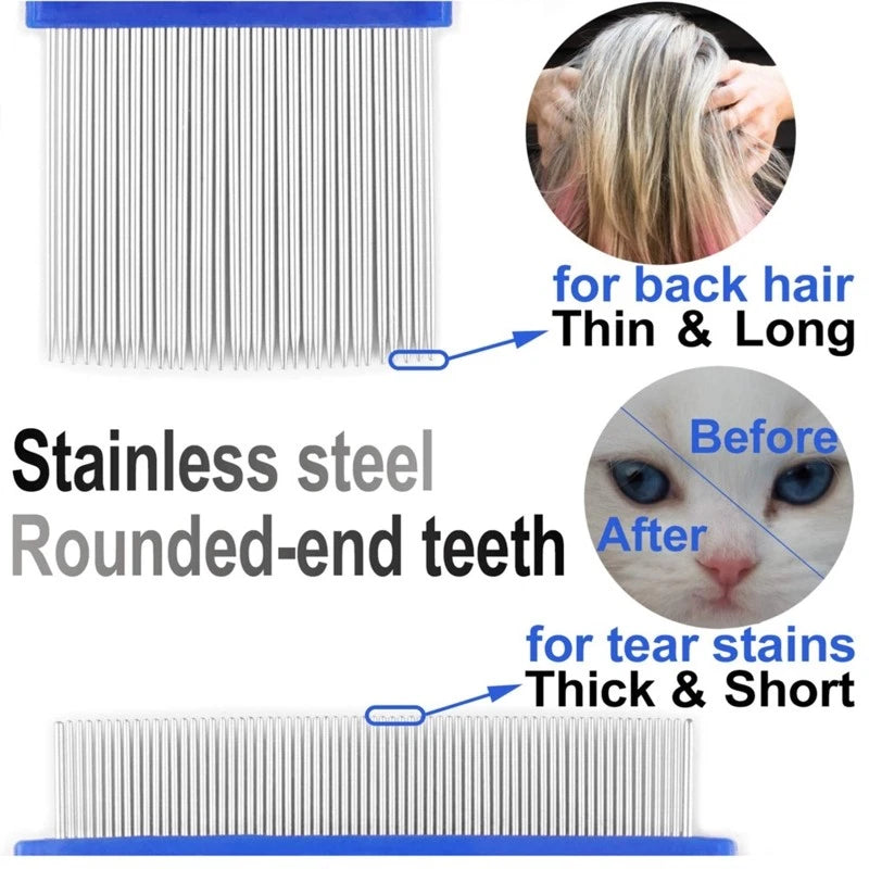 6 Pieces Pet Lice Combs Flea Comb for Cat Tear Stain Comb for Removal Dandruff