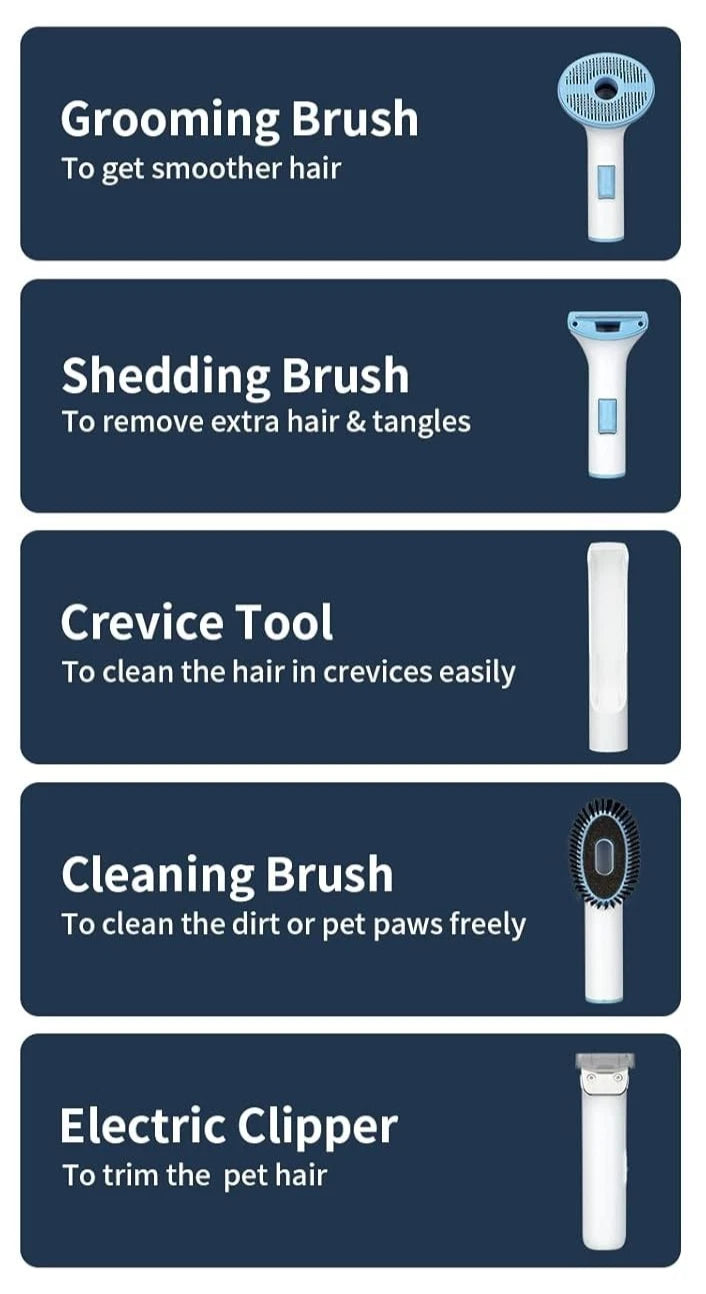 Pet Grooming Vacuum Kit Cat Dog Groomer Clipper Brush Suction Tools Set