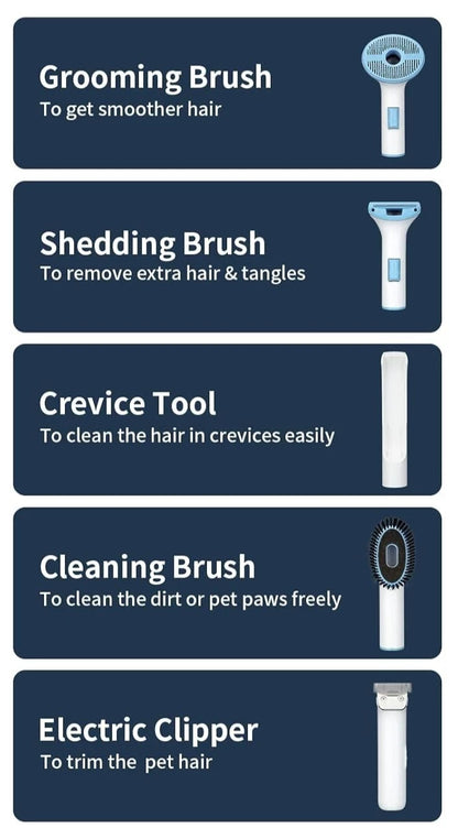 Pet Grooming Vacuum Kit Cat Dog Groomer Clipper Brush Suction Tools Set