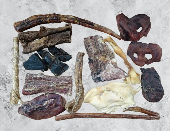 Natural Dog Treats – Ox Tails, Beef Liver, Buffalo Jerky & Lamb (Large Letterbox)